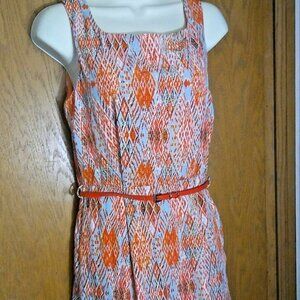 Pink Owl Sleeveless Peach Coral Belted Dress Small NWT